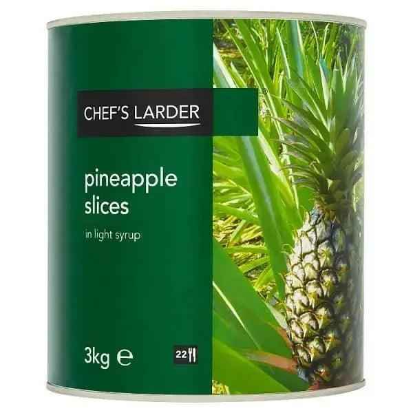 Chef's Larder Pineapple Slices in Light Syrup 3kg (Drained Weight 1.79kg) - Honesty Sales