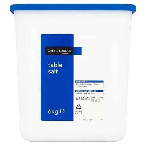 Chef's Larder Table Salt 6kg Ingredients Salt - Honesty Sales
