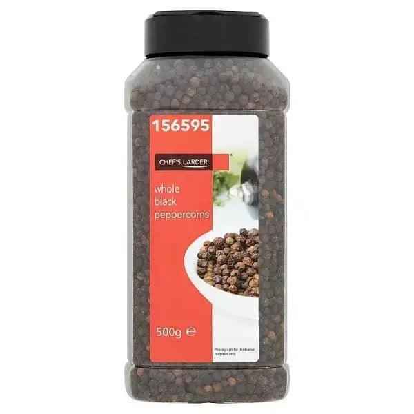 Chef's Larder Whole Black Peppercorns 500g - Honesty Sales