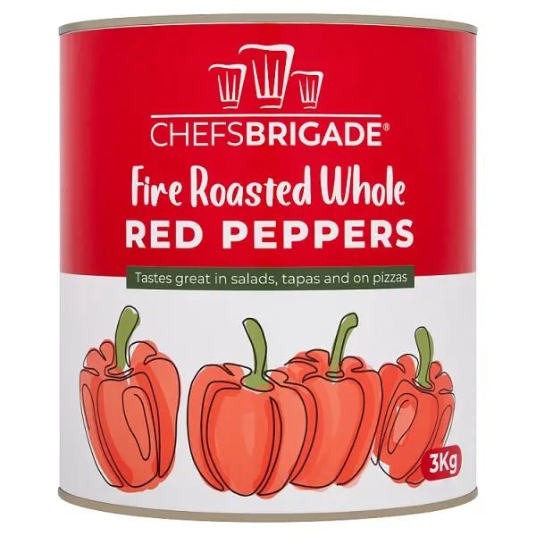 Chefs Brigade Fire Roasted Whole Red Peppers 3kg - Honesty Sales