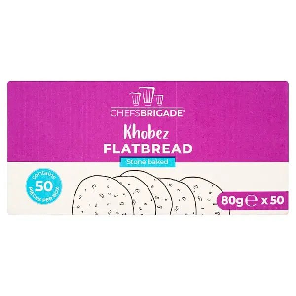 Chefs Brigade Stone Baked Khobez Flatbread (50 x 80g) 4kg - Honesty Sales