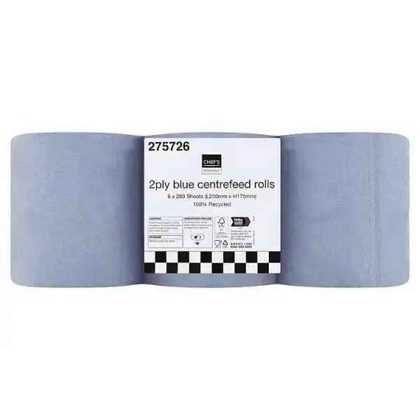 Chefs Essentials 2Ply Blue Centrefeed 6 Pack Rolls - Honesty Sales