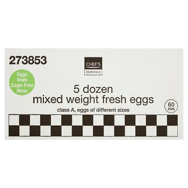 Chef's Essentials 5 Dozen Mixed Weight Fresh Eggs 2880g - Honesty Sales