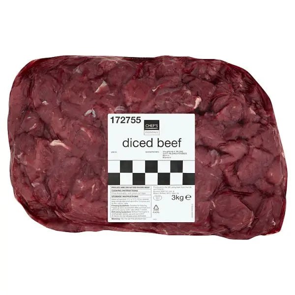 Chef's Essentials Diced Beef 3kg - Honesty Sales