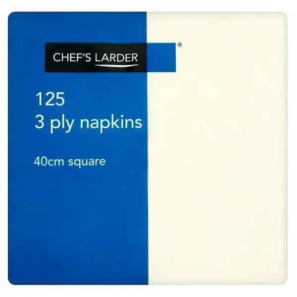 Chefs Larder 125 3 Ply Cream Napkins 40 cm Square - Honesty Sales