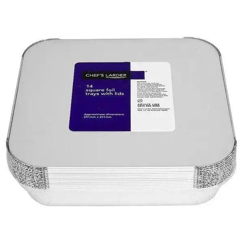 Chefs Larder 14 Square Foil Trays with Lids 241mm - Honesty Sales U.K