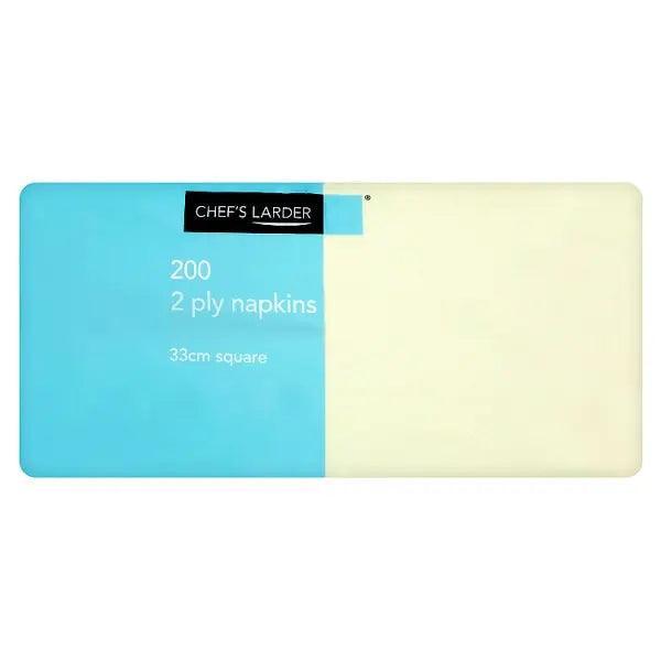 Chef's Larder 200 2 Ply Cream Napkins 33cm Square - Honesty Sales