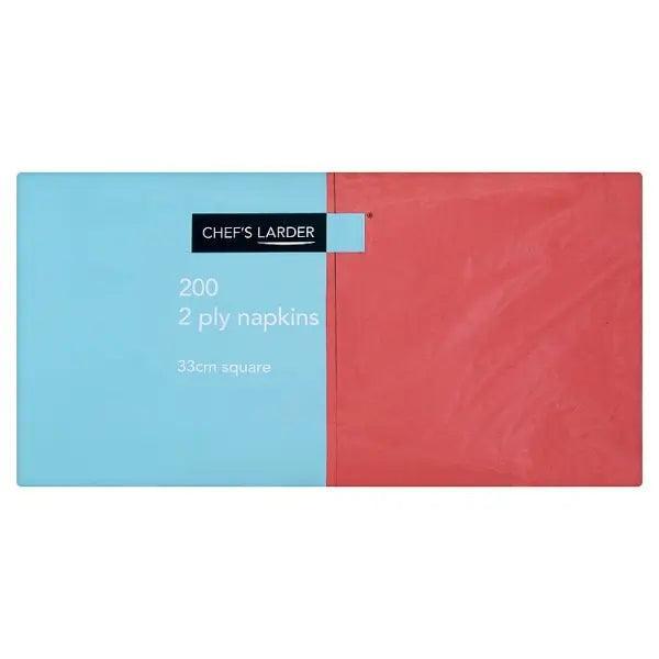 Chef's Larder 200 Red 2 Ply Napkins 33cm Square - Honesty Sales