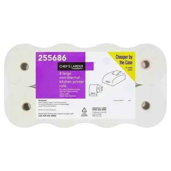 Chefs Larder 8 Large Non-Thermal Kitchen Printer Rolls - Honesty Sales