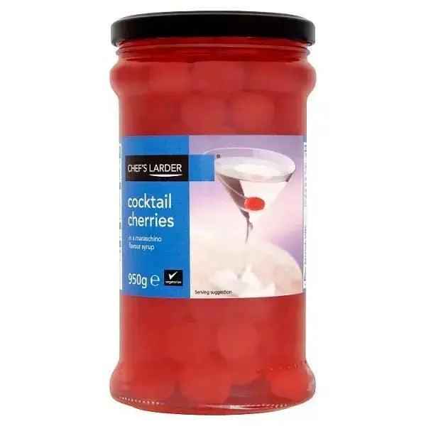 Chefs Larder Cocktail Cherries in a Maraschino Flavour Syrup 950g (Drained Weight 560g) - Honesty Sales Main image