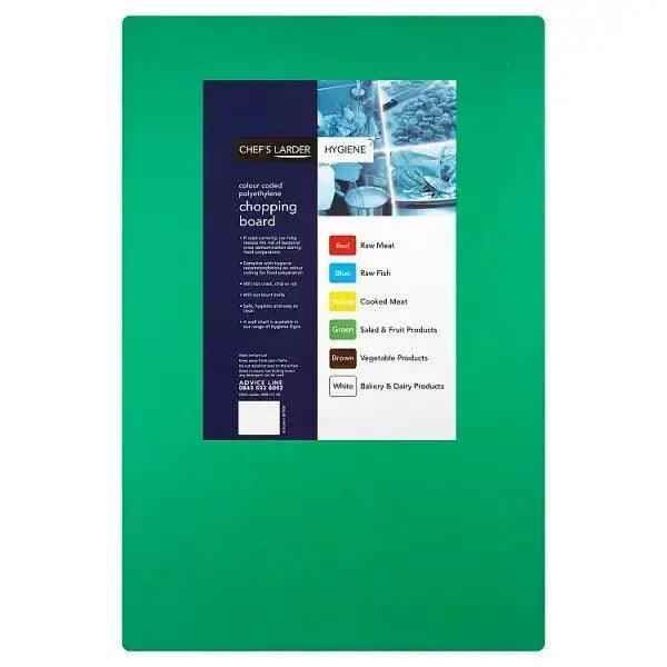 Chefs Larder Hygiene Chopping Board Green 45x30cm (Case of 10) - Honesty Sales