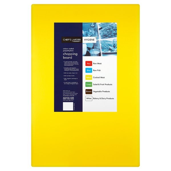 Chefs Larder Hygiene Chopping Board Yellow 45x30cm - Honesty Sales