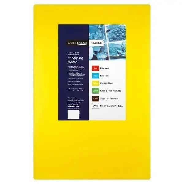 Chefs Larder Hygiene Chopping Board Yellow 45x30cm (Case of 10) - Honesty Sales