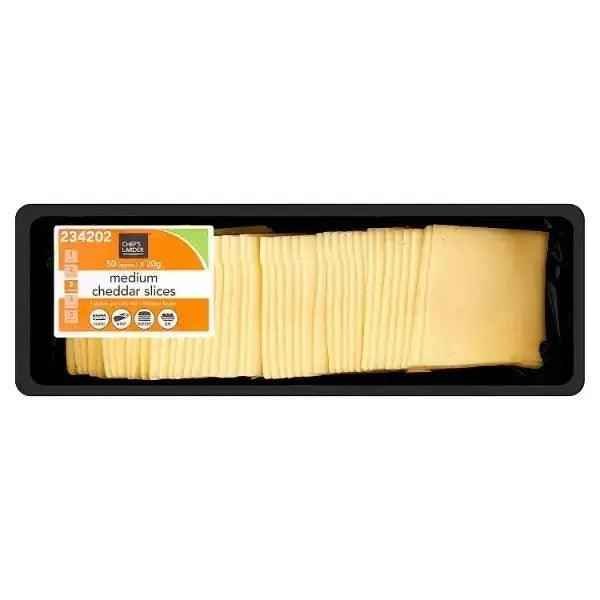 Chef's Larder Medium Cheddar Slices 1kg - Honesty Sales
