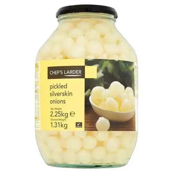 Chef's Larder Pickled Silverskin Onions 2.25kg (Drained Weight 1.31kg) - Honesty Sales