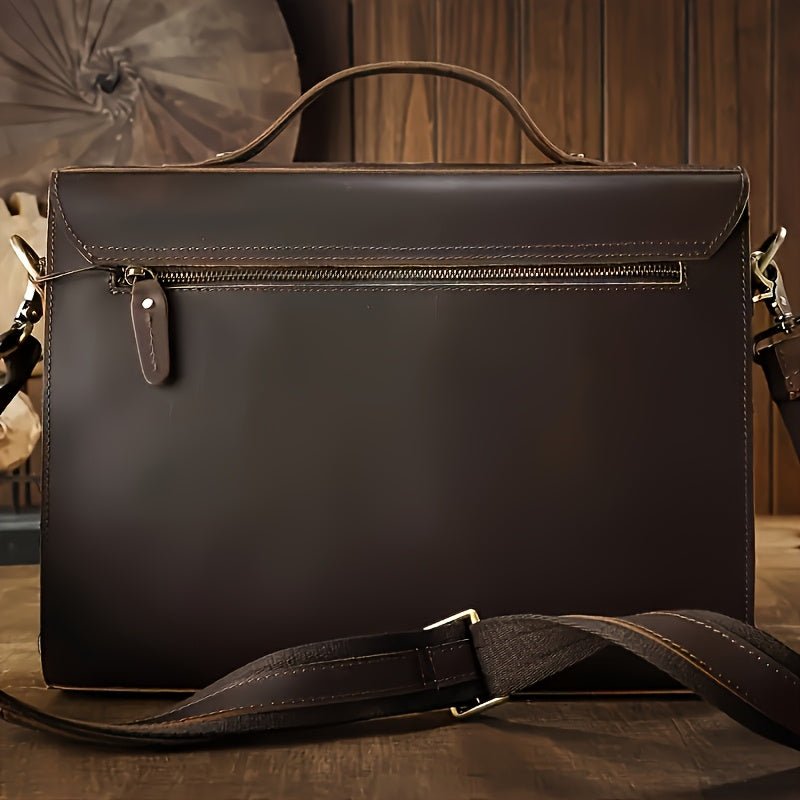 Christian Men’s Engraved Monogram Laptop Bag – PU Leather Briefcase/Messenger with Adjustable Padded Strap - Honesty Sales