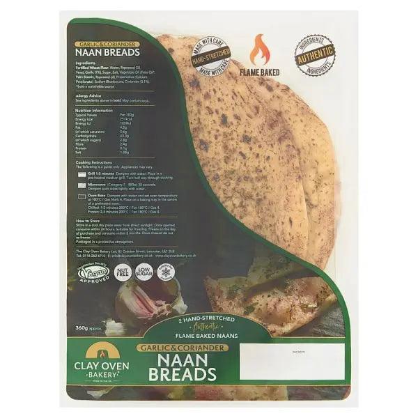 Clay Oven Bakery Garlic & Coriander Naan Breads 360g - Honesty Sales Main image