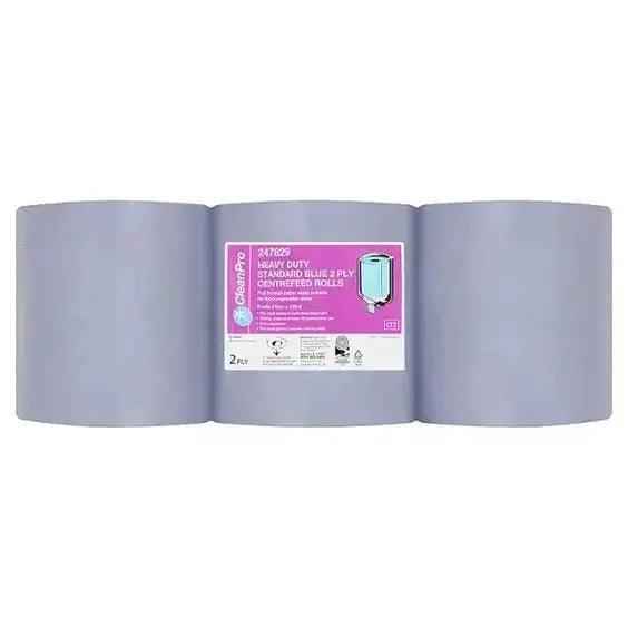 Clean Pro Heavy Duty Standard Blue 2 Ply 6 Centrefeed Rolls - Honesty Sales