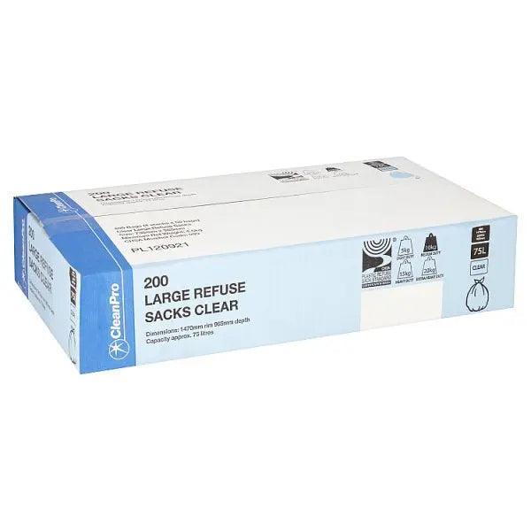 CleanPro 200 Large Refuse Sacks Clear - Honesty Sales Main image