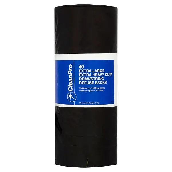 CleanPro 40 Extra Large Extra Heavy Duty Drawstring Refuse Sacks - Honesty Sales Main image