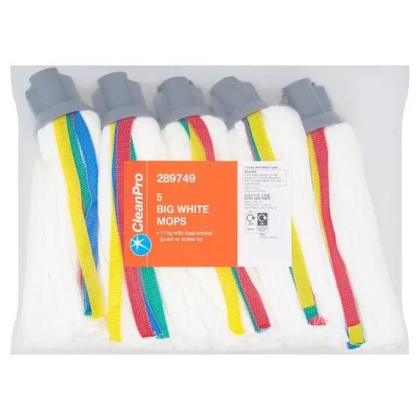 CleanPro 5 Big White Mops (Case of 8) - Honesty Sales