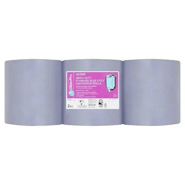 CleanPro Heavy Duty Standard Blue 2 Ply 6 Centrefeed Rolls - Honesty Sales U.K