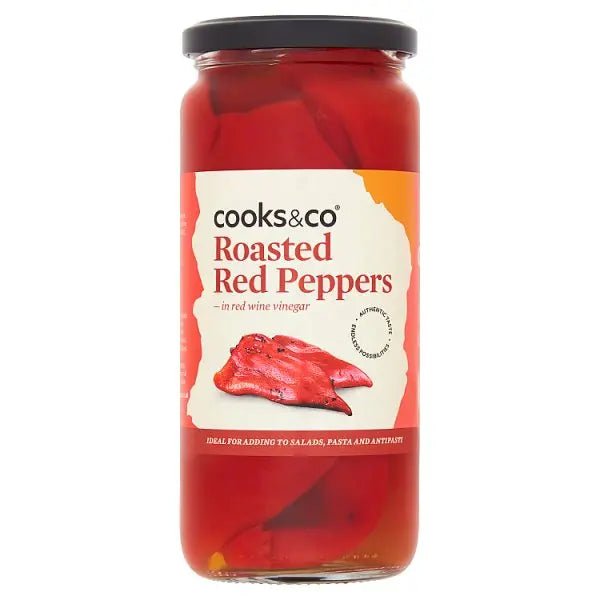 Cooks & Co Roasted Red Peppers in Red Wine Vinegar 360g - Honesty Sales