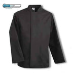 Coolmax Chefs Jacket Long Sleeve Black - White - Honesty Sales