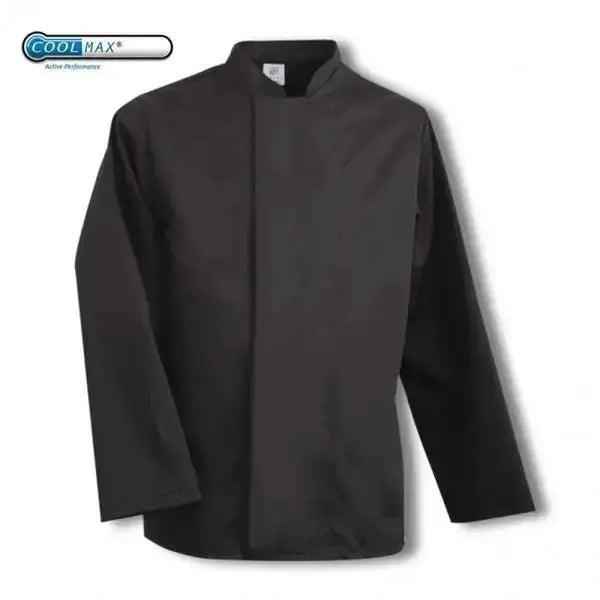 Coolmax Chefs Jacket Long Sleeve Black - White - Honesty Sales