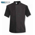 Coolmax Chefs Jacket Short Sleeve Black - White - Honesty Sales