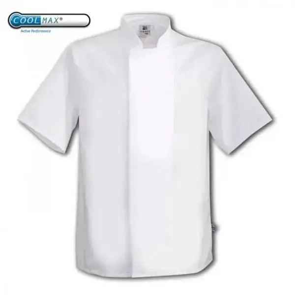 Coolmax Chefs Jacket Short Sleeve Black - White - Honesty Sales