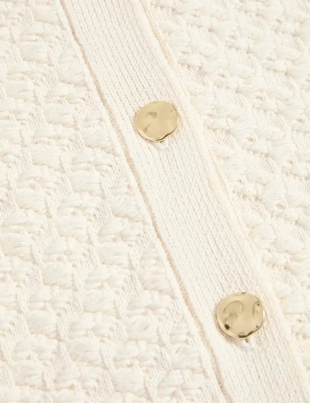 Cotton Blend Textured Button Front Cropped Cardigan - Honesty Sales