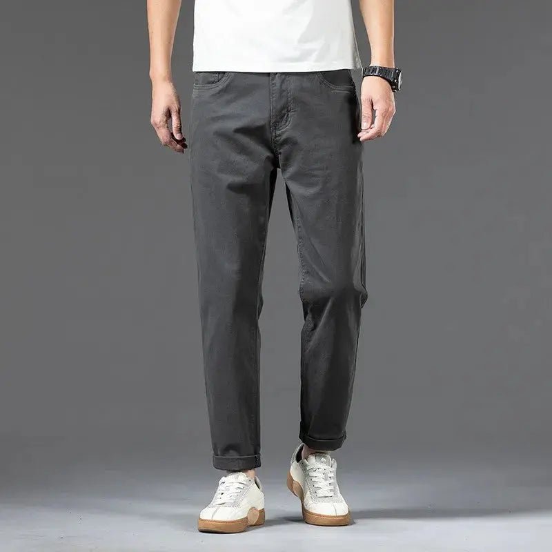 Cotton Pants Men Plus Size 48 46 44 42 Elastic Wine Red Blue Black Casual Trousers Loose Stretched Chino Straight Male Clothing - Honesty Sales