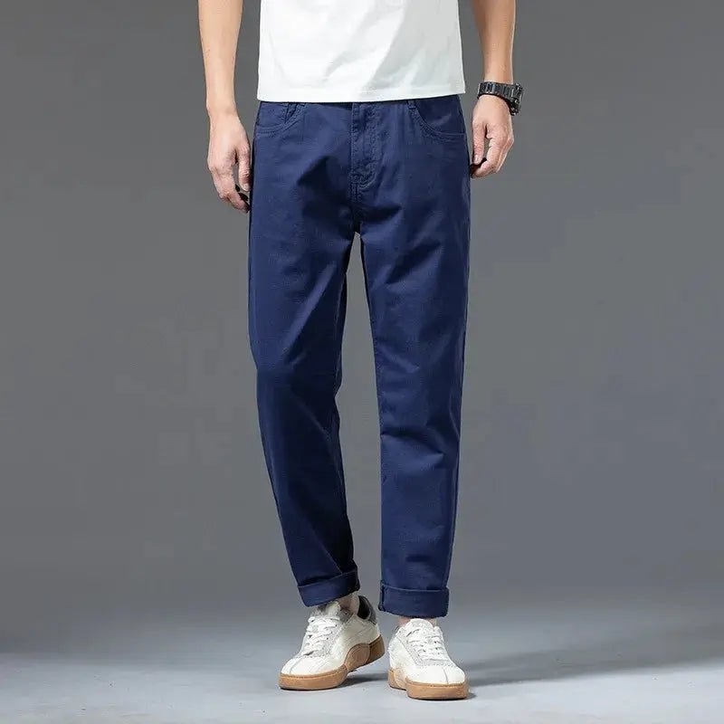 Cotton Pants Men Plus Size 48 46 44 42 Elastic Wine Red Blue Black Casual Trousers Loose Stretched Chino Straight Male Clothing - Honesty Sales