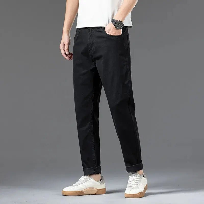 Cotton Pants Men Plus Size 48 46 44 42 Elastic Wine Red Blue Black Casual Trousers Loose Stretched Chino Straight Male Clothing - Honesty Sales