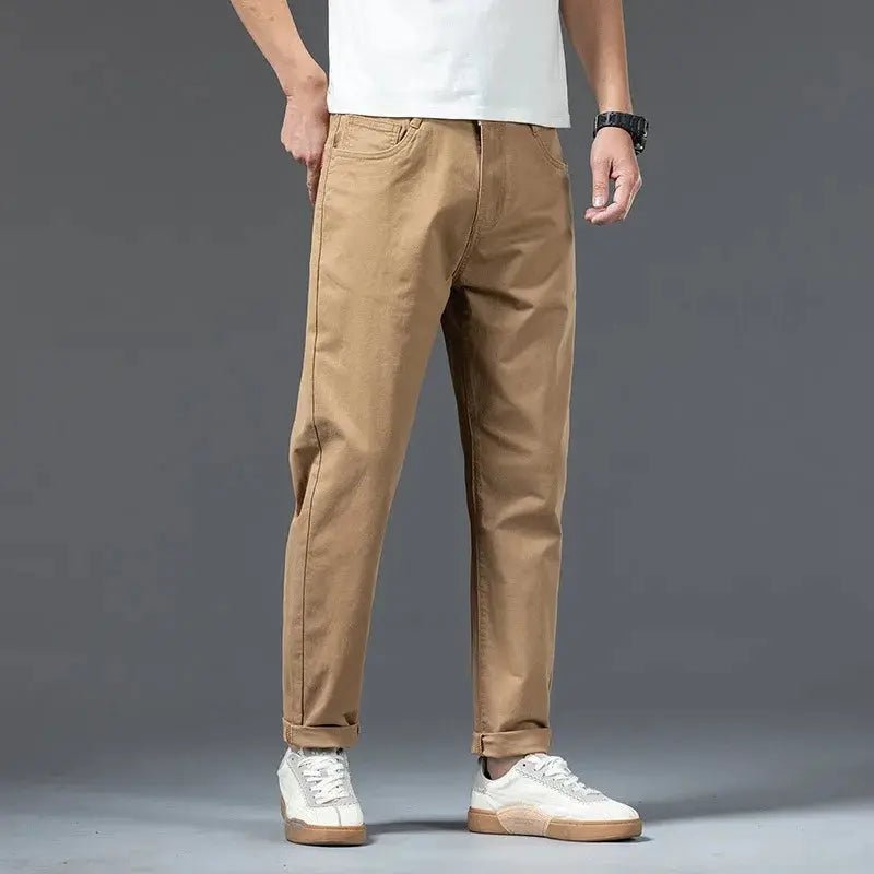 Cotton Pants Men Plus Size 48 46 44 42 Elastic Wine Red Blue Black Casual Trousers Loose Stretched Chino Straight Male Clothing - Honesty Sales