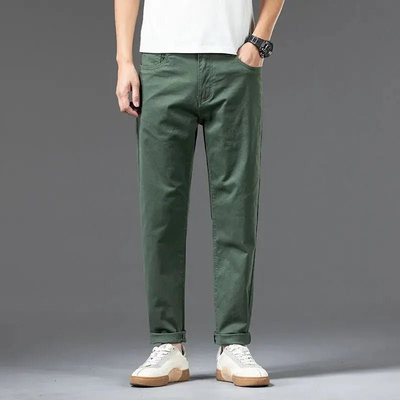 Cotton Pants Men Plus Size 48 46 44 42 Elastic Wine Red Blue Black Casual Trousers Loose Stretched Chino Straight Male Clothing - Honesty Sales