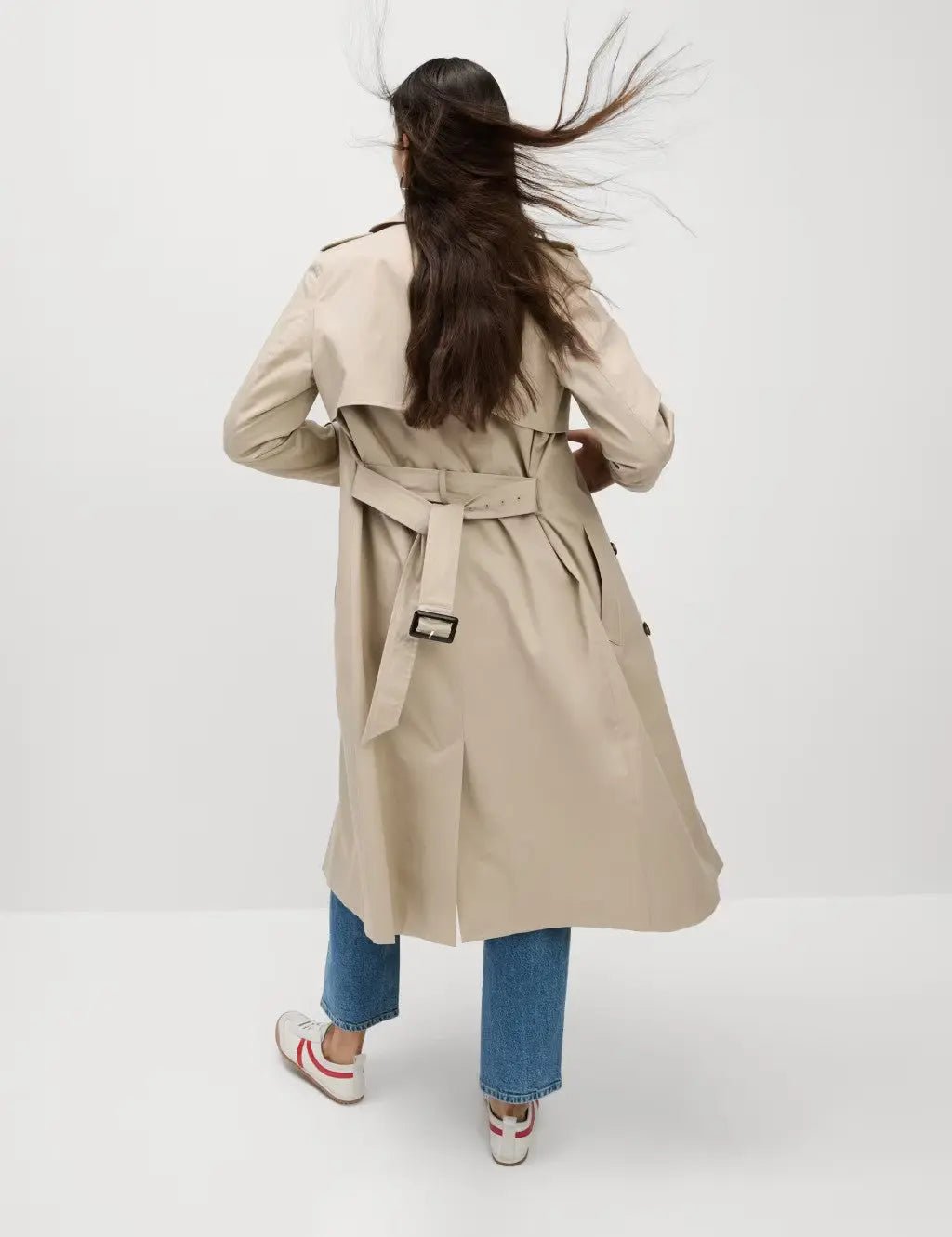 Cotton Rich Belted Longline Trench Coat - Honesty Sales