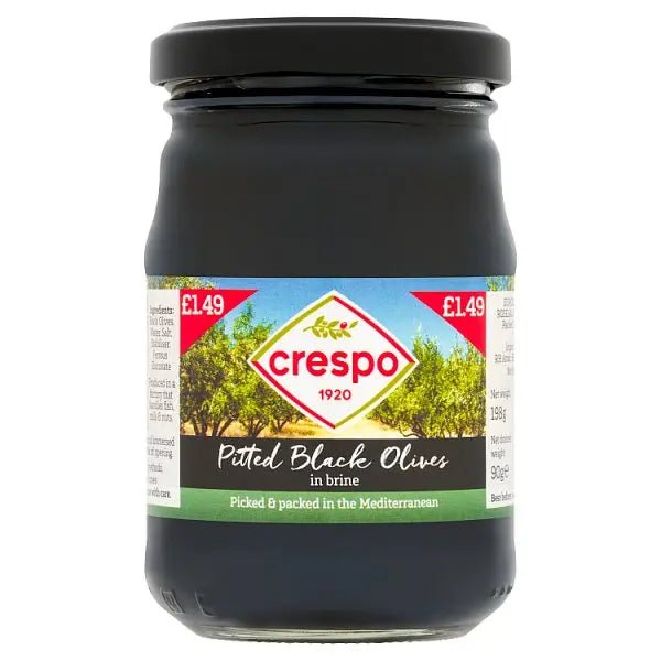 Crespo Pitted Black Olives in Brine 198g(Case of 6) - Honesty Sales