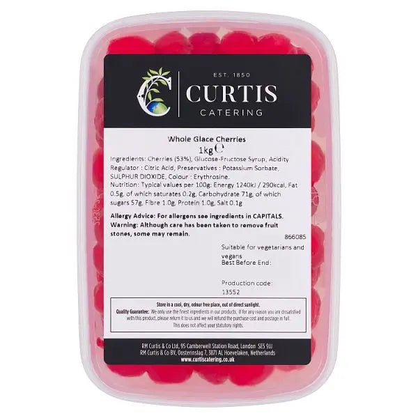Curtis Catering Whole Glace Cherries 1kg - Honesty Sales