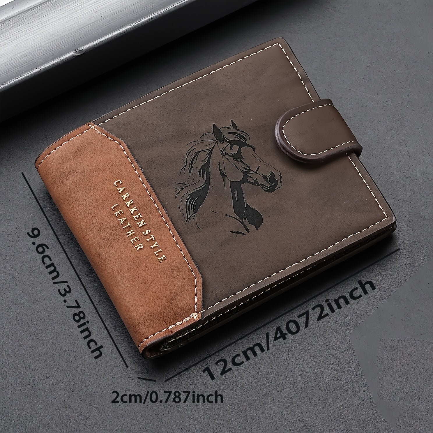 Customizable Men’s Faux Leather Wallet – Horse Design Multi - Card Holder with ID & Zipper Closure - Honesty Sales