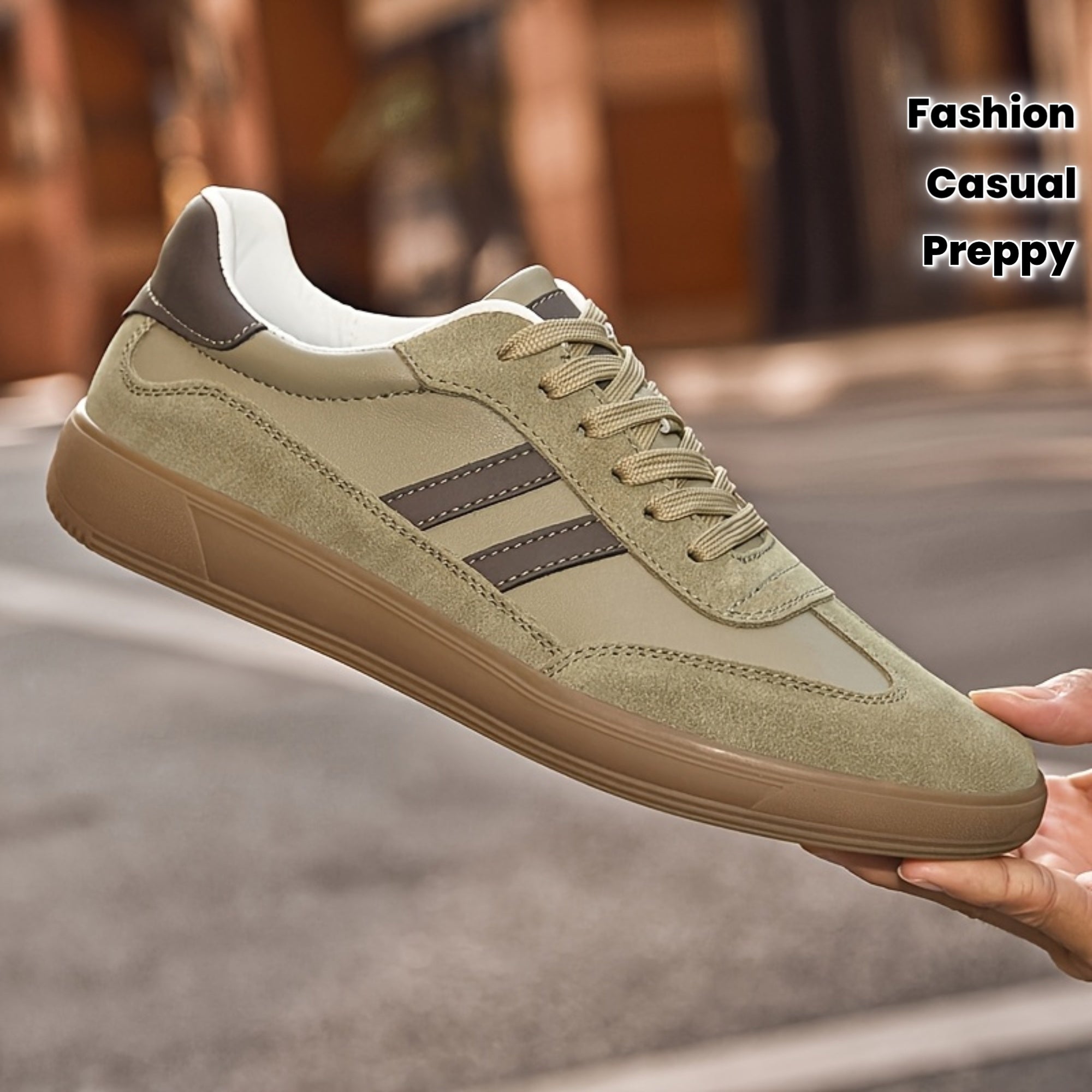 Men'S Breathable, Non-Slip, Stylish Casual Shoes in Khaki/Gray And White, Perfect for Everyday Wear And Versatile Training.
