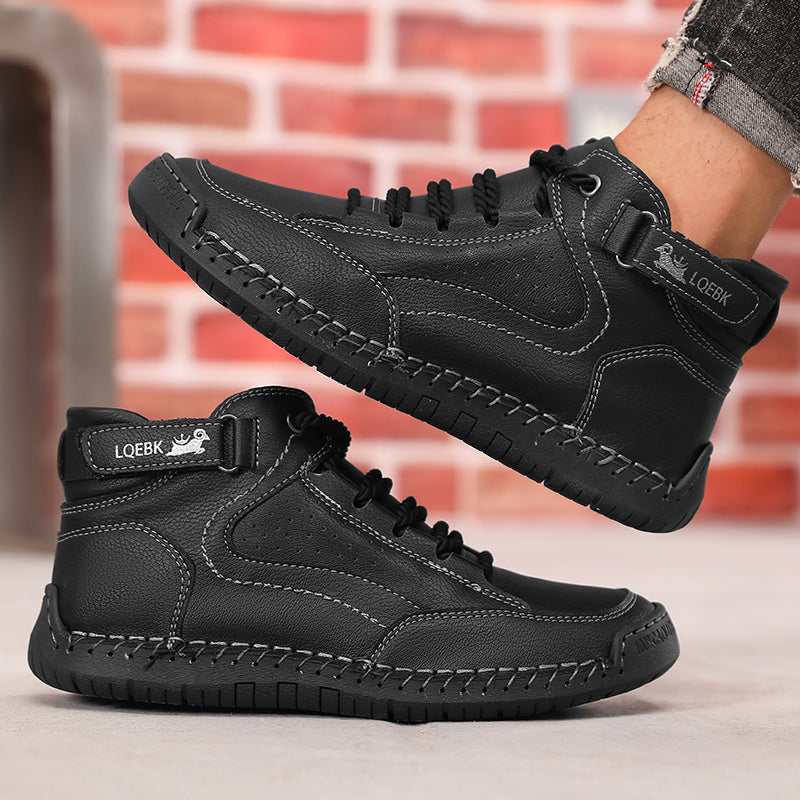 Men’s British-Style Versatile Driving & Trekking Shoes – Soft Sole, Stitched Ankle, All-Season Wear