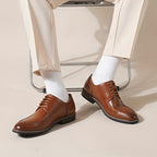 Men’s Norwegian Derby Oxford Lace-Up Shoes – Classic British Style, Anti-Slip Rubber Sole, Wide Fit