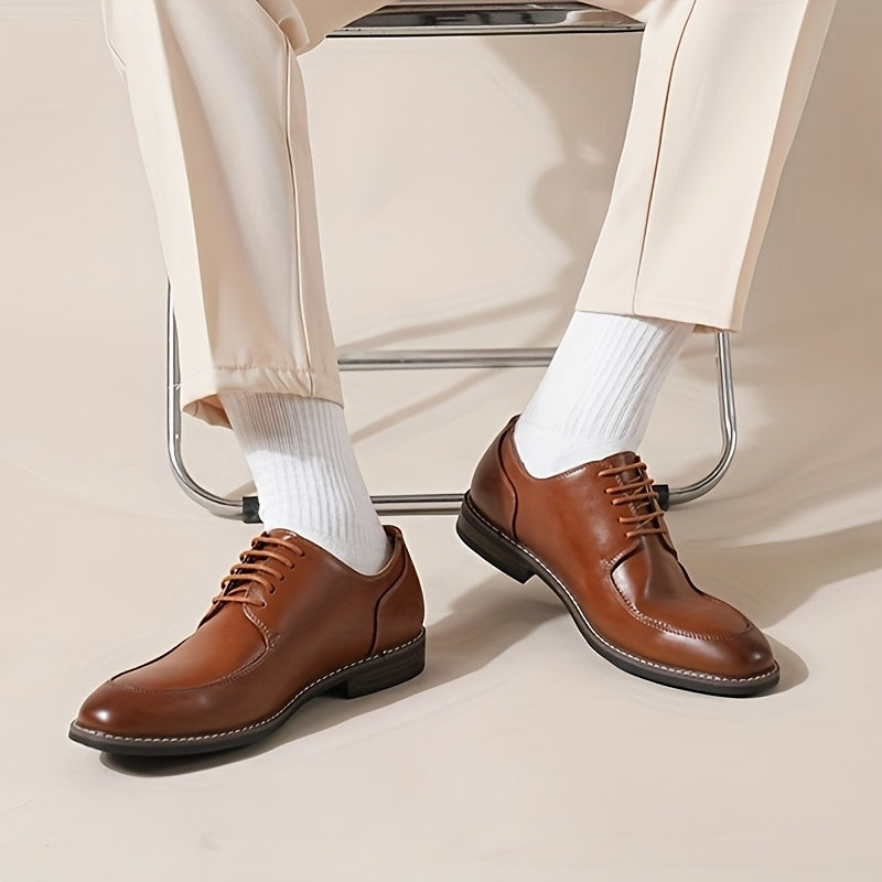 Men’s Norwegian Derby Oxford Lace-Up Shoes – Classic British Style, Anti-Slip Rubber Sole, Wide Fit