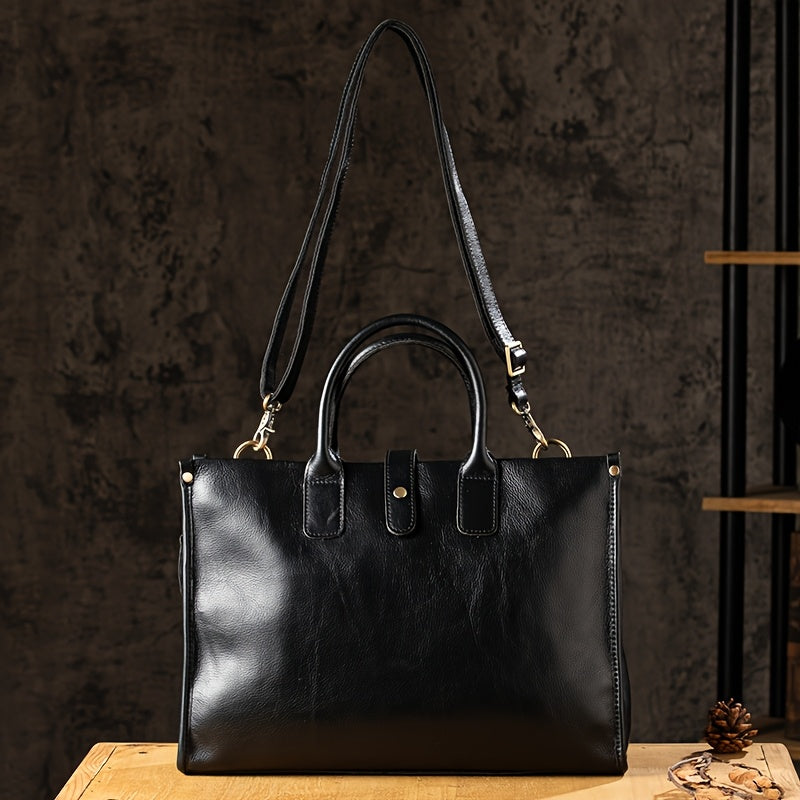 Men’s Handmade Genuine Leather Briefcase – High-End Top-Grain Laptop Shoulder Bag Secondary image