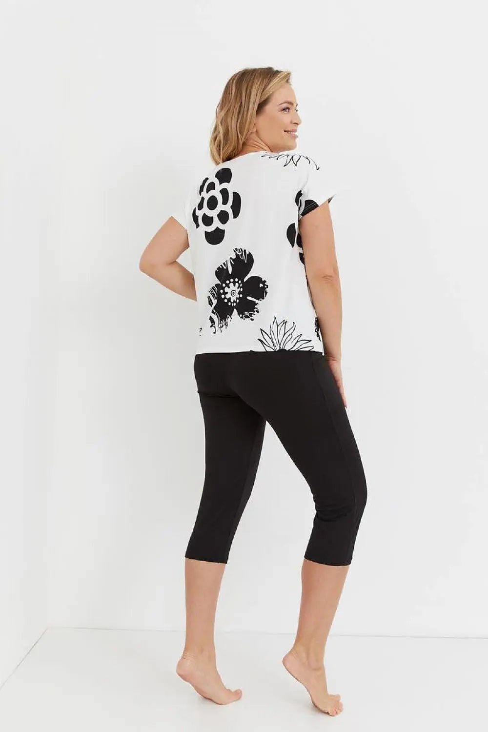 De Lafense patterned t-shirt and smooth pants womens pajamas - Honesty Sales