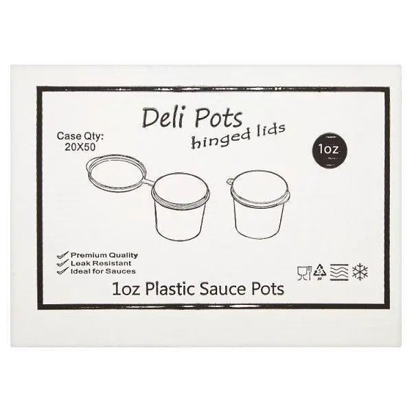 Deli Pots Hinged Lids 1oz Plastic Sauce Pots - Honesty Sales