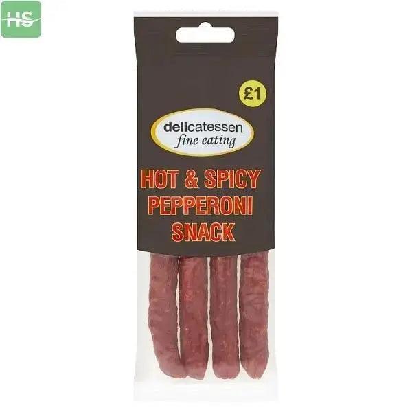 Delicatessen Fine Eating Hot & Spicy Pepperoni Snack 0.080kg ( Case of 12) - Honesty Sales U.K