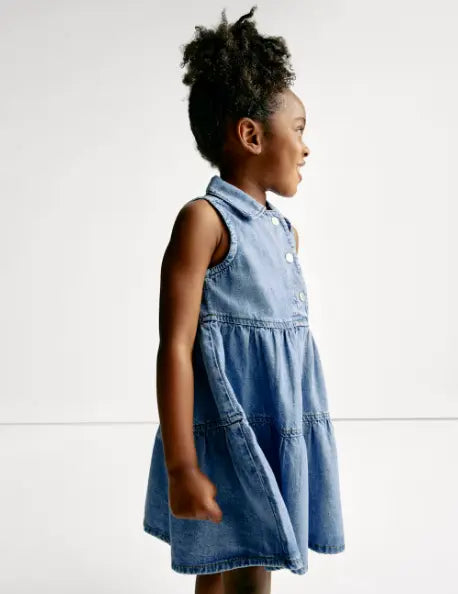 Denim Collared Dress (2 - 8 Yrs) - Honesty Sales